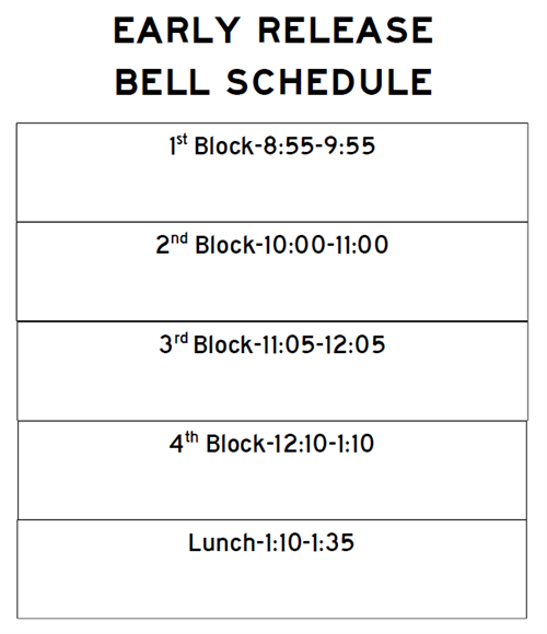 RBHS Early Release Bell Schedule Image
